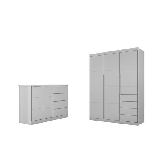 Imagem de Jogo de Quarto com Guarda Roupa e Cômoda Diamante Cinza - FbABY