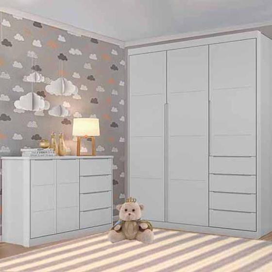 Jogo de Quarto Infantil Completo Pérola Cinza Phoenix Baby Menor preço em Jogo de Quarto Infantil Completo Pérola Cinza Phoenix Baby