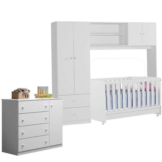 Imagem de Jogo De Quarto Infantil Conjugado Ternura  com  Cômoda e Berço Encanto 
