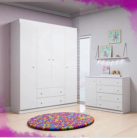 Jogo de Quarto Infantil Helena com Guarda Roupa e Cômoda em MDP - Phoenix Baby Menor preço em Jogo de Quarto Infantil Helena com Guarda Roupa e Cômoda em MDP - Phoenix Baby