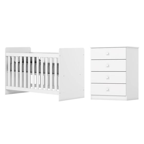 Imagem de Jogo de Quarto Infantil Labirinto Cômoda e Berço Branco - Henn