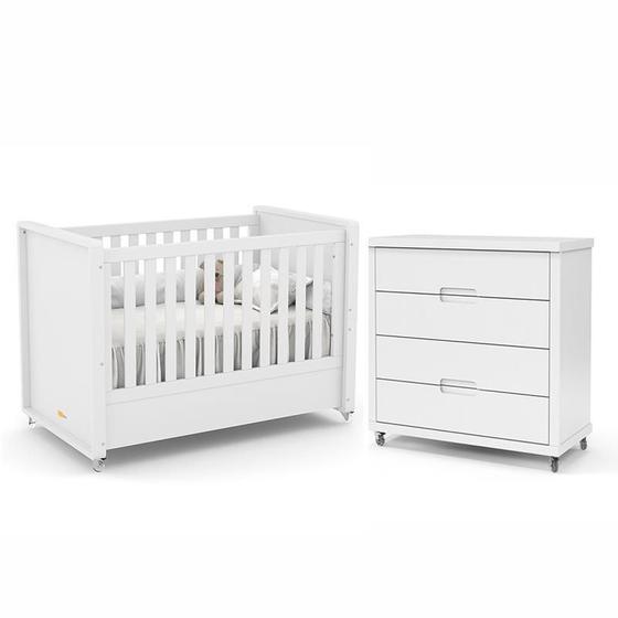 Imagem de Jogo de Quarto Infantil Tutto New com Berço e Cômoda 4 Gavetas Branco Soft - Matic Móveis