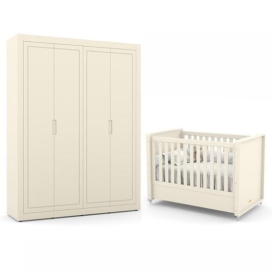 Imagem de Jogo de Quarto Infantil Tutto New com Guarda Roupa 4 Portas e Berço - Matic Móveis