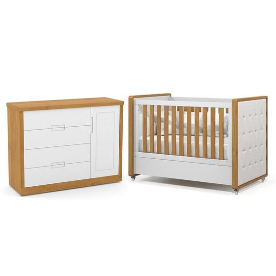 Imagem de Jogo de Quarto Infantil Tutto New Cômoda 1 Porta e Berço com Capitonê - Matic Móveis