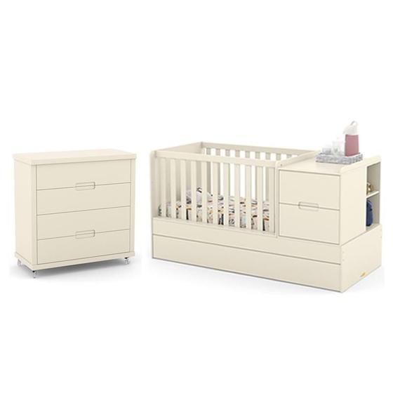Imagem de Jogo de Quarto Infantil Tutto New Cômoda 4 Gavetas e Berço Multifuncional Formare - Matic Móveis