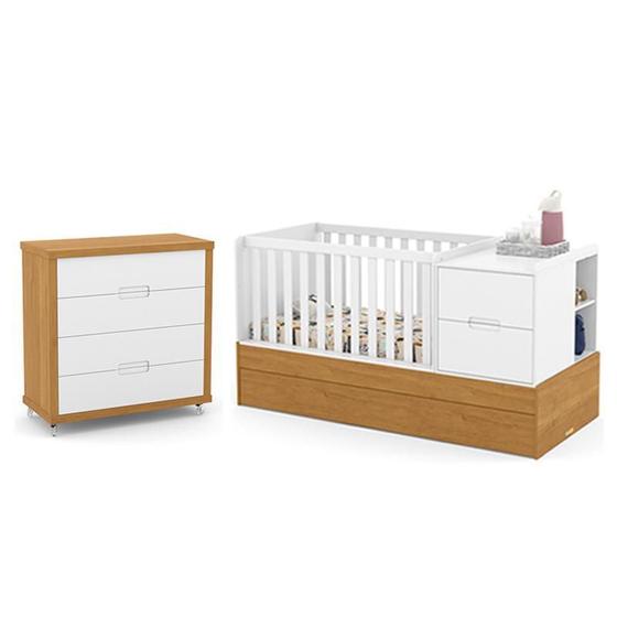 Imagem de Jogo de Quarto Infantil Tutto New Cômoda 4 Gavetas e Berço Multifuncional Formare - Matic Móveis