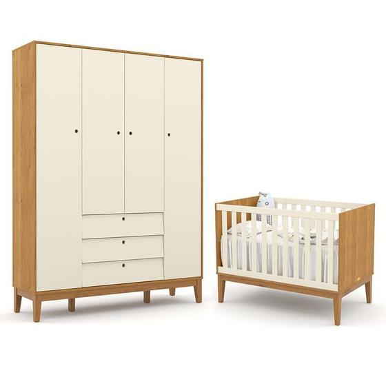 Imagem de Jogo de Quarto Infantil Unique com Guarda Roupa 4 Portas e Berço - Matic Móveis