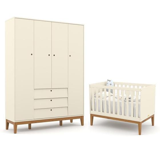 Imagem de Jogo de Quarto Infantil Unique com Guarda Roupa 4 Portas e Berço - Matic Móveis