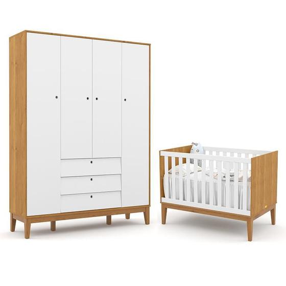 Imagem de Jogo de Quarto Infantil Unique com Guarda Roupa 4 Portas e Berço - Matic Móveis