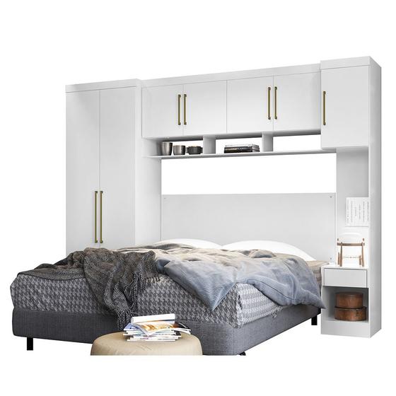 Jogo de Quarto Modulado Firenze de Casal Compacto 4 Pçs Branco - Bela Móveis Menor preço em Jogo de Quarto Modulado Firenze de Casal Compacto 4 Pçs Branco - Bela Móveis