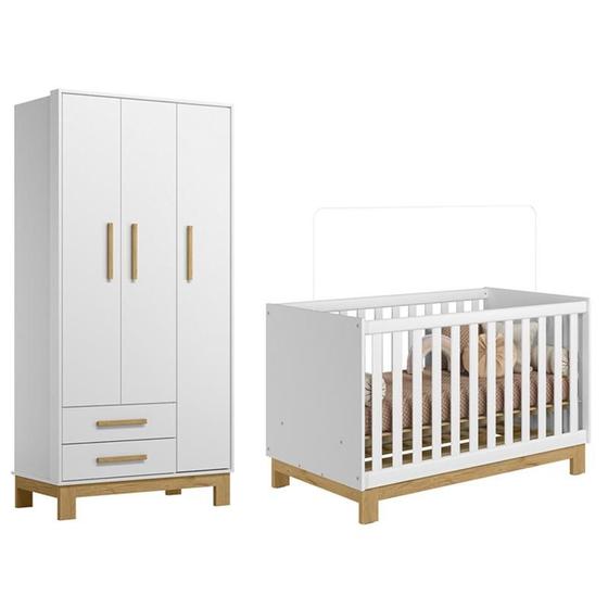 Imagem de Jogo de Quarto Q Encanto Slim Guarda Roupa e Berço Branco - Qmovi