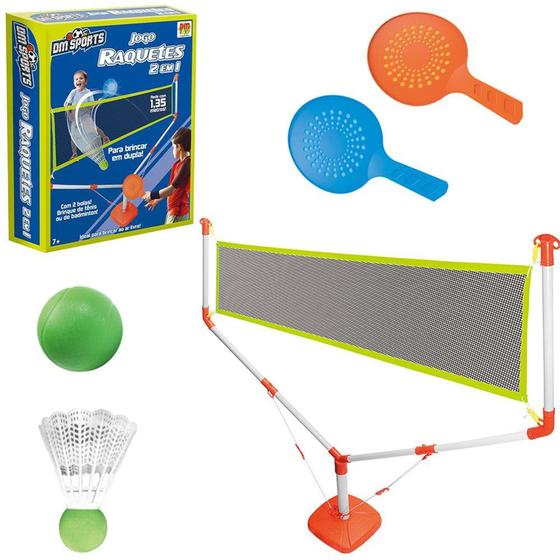 Imagem de Jogo de raquetes tenis / badminton com rede + acessorios dm sports 23 pecas - DM BRASIL