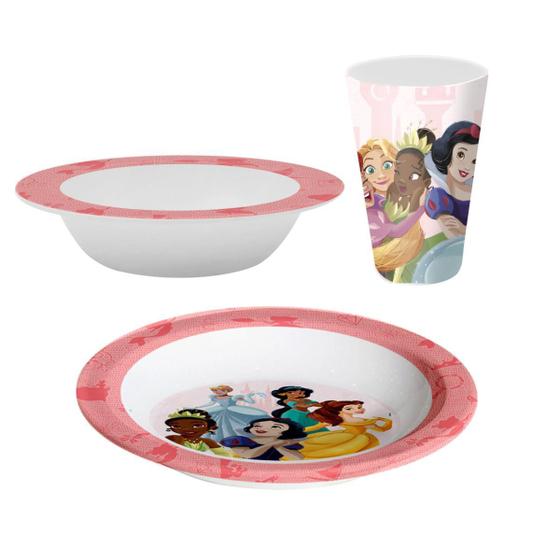 Imagem de Jogo de Refeição Melamine Princesas Kit com 3 Peças - Tuut