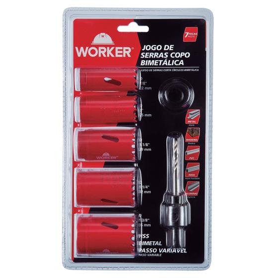 Jogo De Serras Copo Bimetal Worker Com 7 Peças Menor preço em Jogo De Serras Copo Bimetal Worker Com 7 Peças