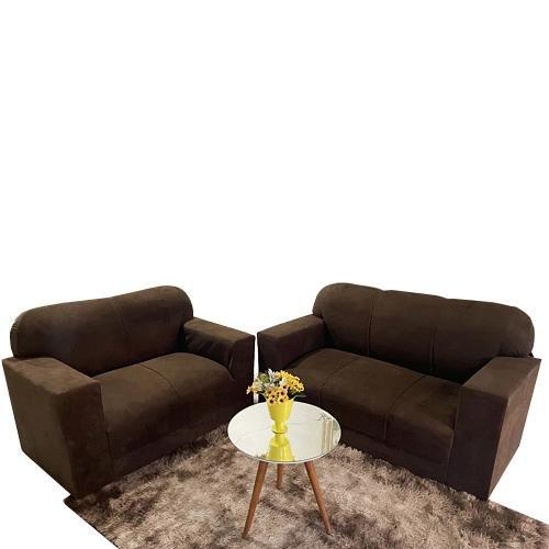 Jogo de Sofá 2 e 3 lugares Barato Suede Marrom AUREA DECOR Sofás