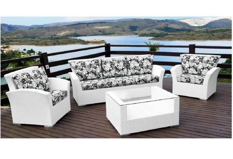 Jogo De Sofá Em Fibra Sintética Alumínio Piscina Jardim Sarah Móveis