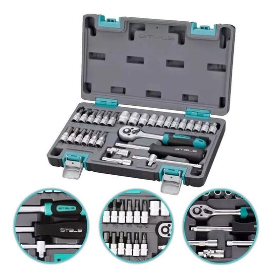Menor preço em Jogo de Soquete 1/4 Auto com 29 peças Stels Cromo-Vanadium
