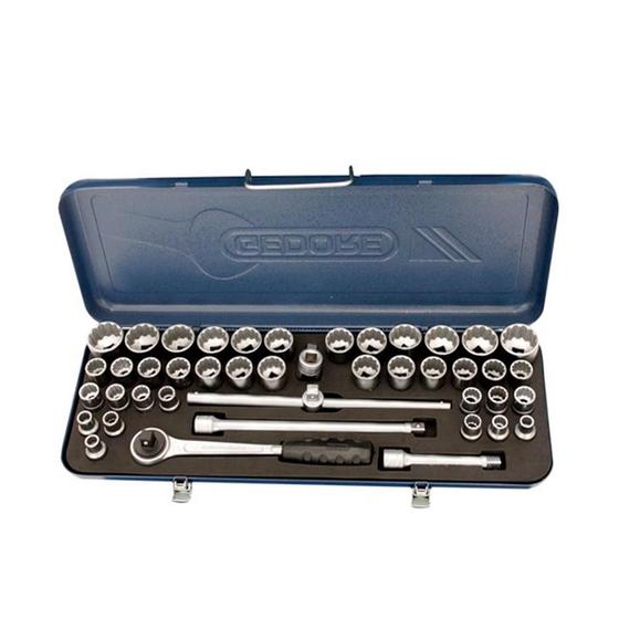 Imagem de Jogo de Soquete Estriado com 43 peças 10 à 32 MM e 3/8" à 1.1/4" Encaixe 1/2" - Gedore 015560