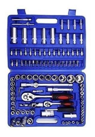 Imagem de Jogo de soquetes 108 peças e ponteiras com encaixe de 1/4" e de 1/2" com catraca tool set