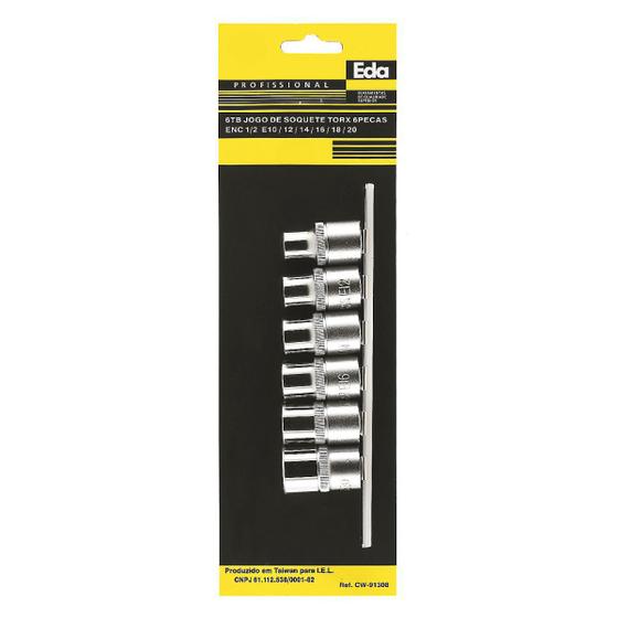 Imagem de Jogo de Soquetes Torx 1/2" c/ 6 Pçs E10 - E20 6TB EDA