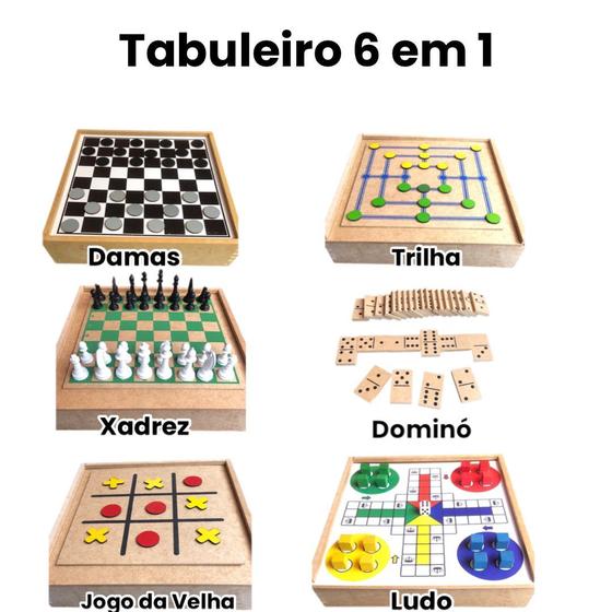 Imagem de Jogo de tabuleiro 6x1 tabuleiro de mesa 6 em 1