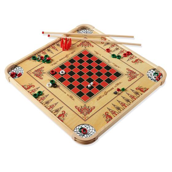 Imagem de Jogo de Tabuleiro Carrom - Grande com 44 Peças