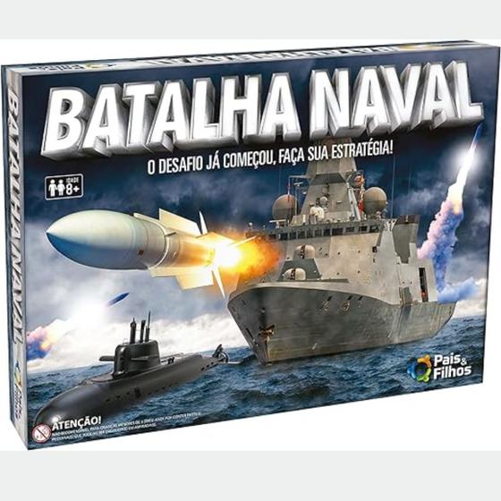 Imagem de Jogo de Tabuleiro Completo Batalha Naval Estratégico Lógico +8 Anos Pais e Filhos