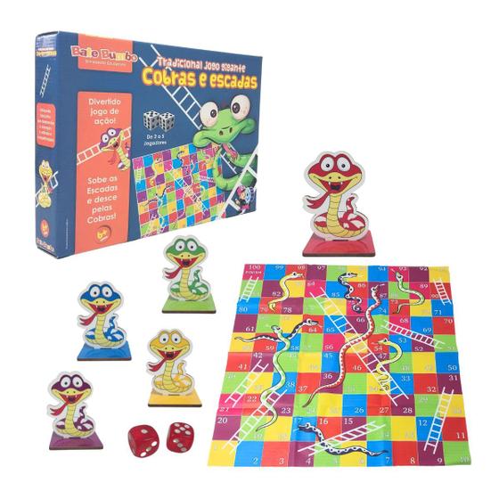 Jogo de Tabuleiro Infantil Cobras e Escadas Gigante Brinquedo Educativo ...