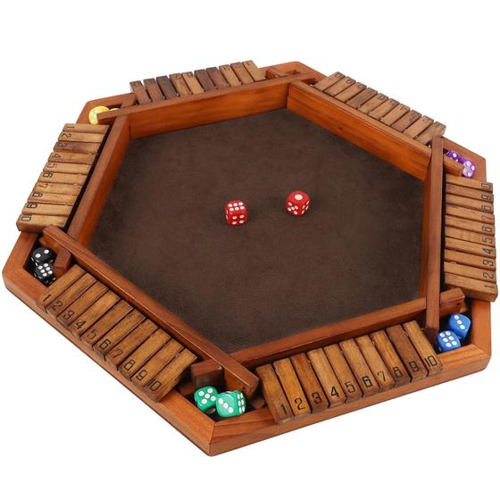 Imagem de Jogo de tabuleiro Juegoal Wooden Shut The Box Dice Game 1-6 jogadores