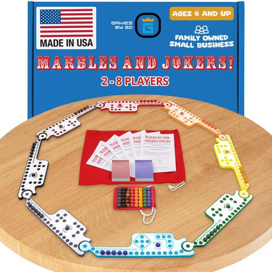 Imagem de Jogo de tabuleiro Marbles & Jokers de 2 a 8 jogadores com tabuleiros codificados por cores