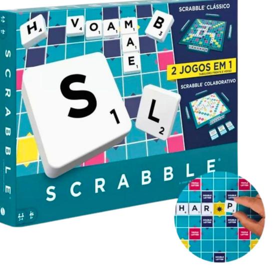 Imagem de Jogo de Tabuleiro Scrabble Palavras Cruzadas  2 Em 1 Mattel