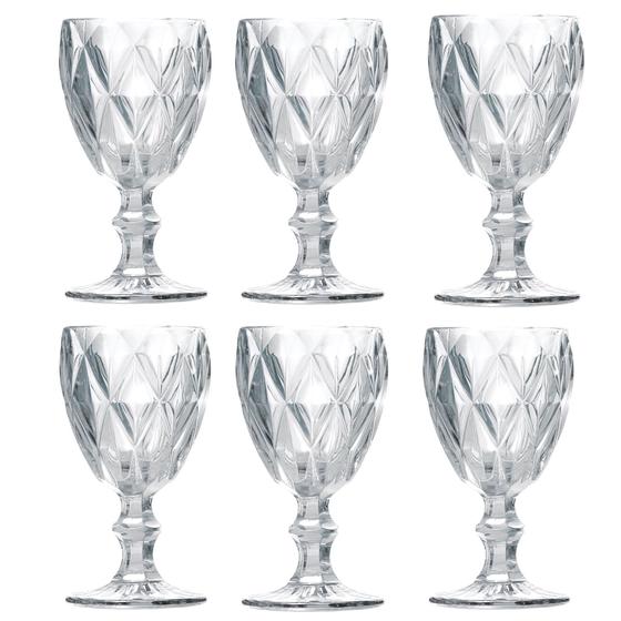 Imagem de Jogo de taça de vidro com 6 peças decorativas diamond 265ml transparente - lyor