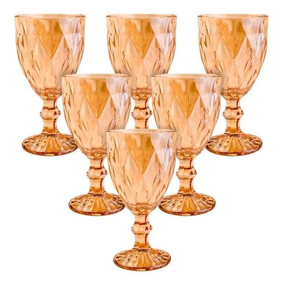 Jogo De Taça Diamante 260ml De Vinho Água Vidro 6 Unidades Ambar Menor preço em Jogo De Taça Diamante 260ml De Vinho Água Vidro 6 Unidades Ambar