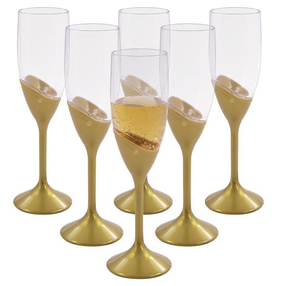 Imagem de Jogo de Taças de Champagne Espumante 180ml Dourado Perolado 6 Peças