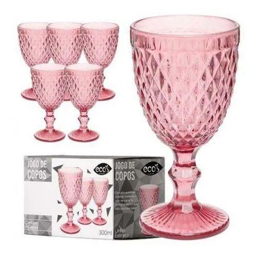 Jogo De Taças De Vidro Bico De Jaca 300ml Rosa Menor preço em Jogo De Taças De Vidro Bico De Jaca 300ml Rosa
