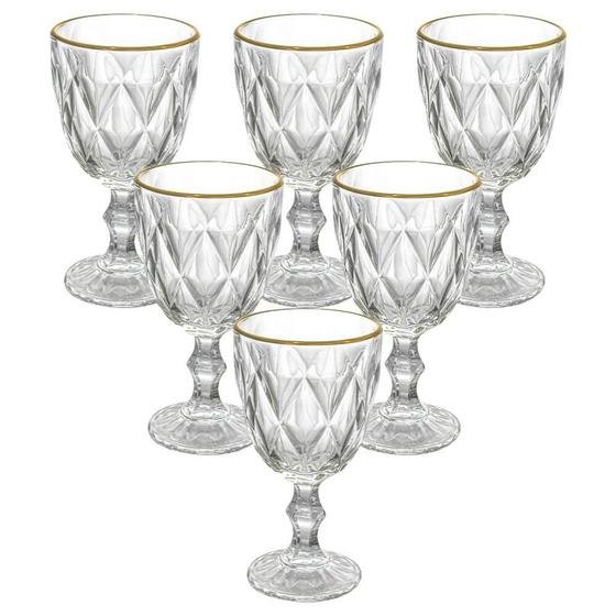 Jogo de Taças de Vidro Diamond Fio de Ouro 330ml 6 peças - Haus Concept Brinox Menor preço em Jogo de Taças de Vidro Diamond Fio de Ouro 330ml 6 peças - Haus Concept Brinox