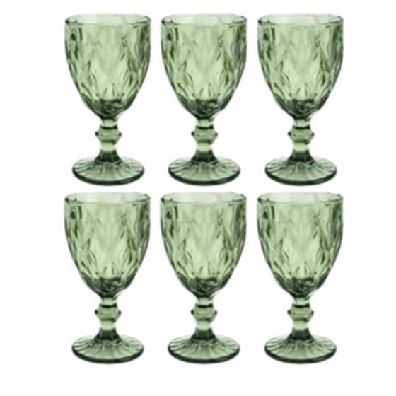 Imagem de Jogo de taças de vidro verde com 6 peças 330ml / conjunto kit de taça - Lyor