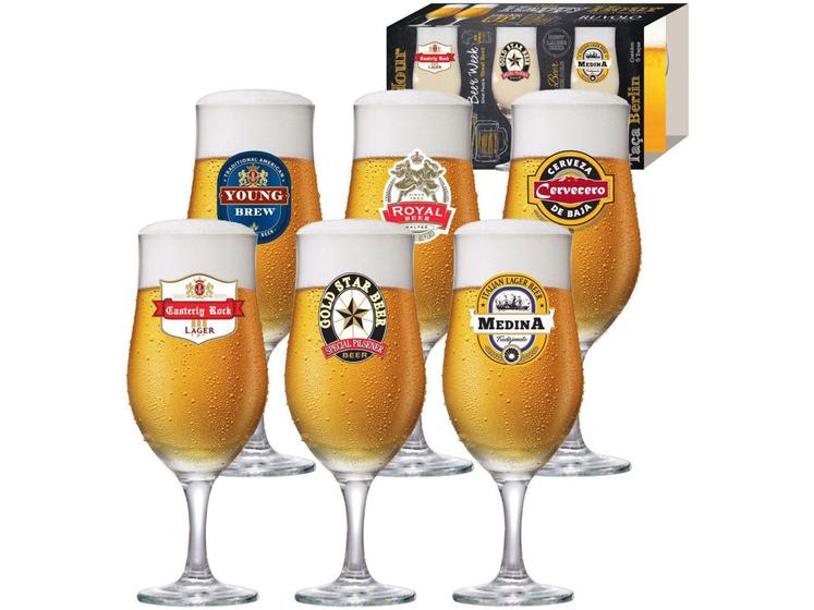 Imagem de Jogo de Taças para Cerveja Vidro 330ml 6 Peças - Ruvolo Happy Hour Berlin