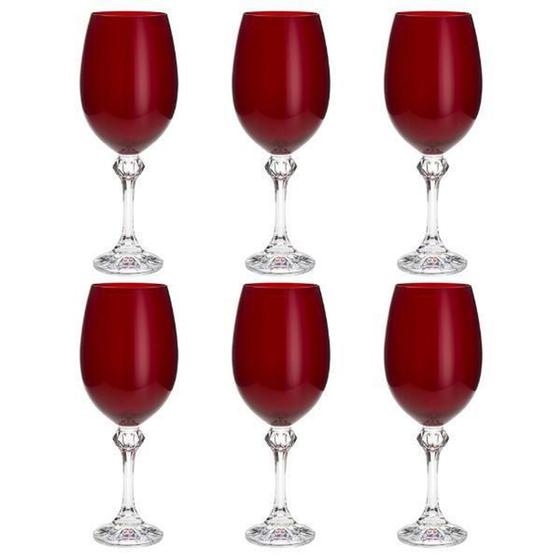Imagem de Jogo de taças para vinho em cristal Bohemia Elisa Rubi 450ml 6 peças vermelho