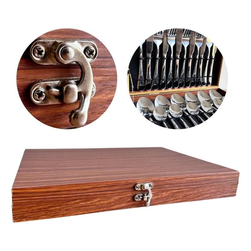 Jogo de Talheres Luxo, 42 peças, Inox, com Maleta de Madeira