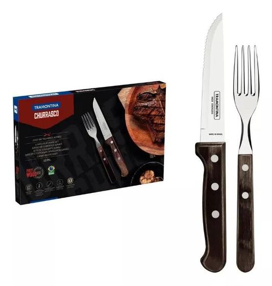 Jogo De Talheres Com 12 Peças Churrasco Aço Inox Jumbo Polyw Menor preço em Jogo De Talheres Com 12 Peças Churrasco Aço Inox Jumbo Polyw