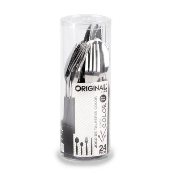 Imagem de Jogo De Talheres Com 20 Pçs Faqueiro Original Inox Preto 1Un