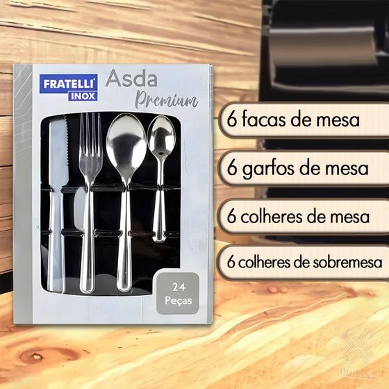 Imagem de Jogo De Talheres Faqueiro 24 Peças Aço Inox Premium De Mesa