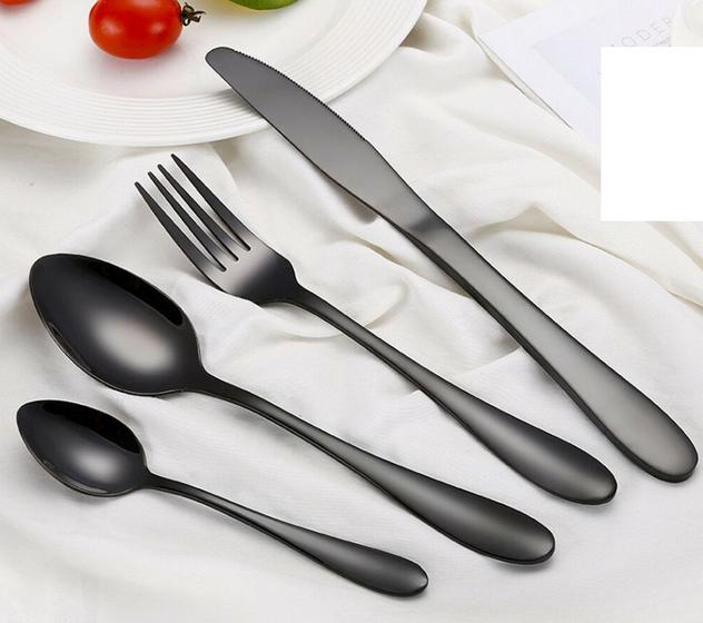 Jogo De Talheres Inox Na Cor Preto Kit 16 Peças - Cor Black Menor preço em Jogo De Talheres Inox Na Cor Preto Kit 16 Peças - Cor Black