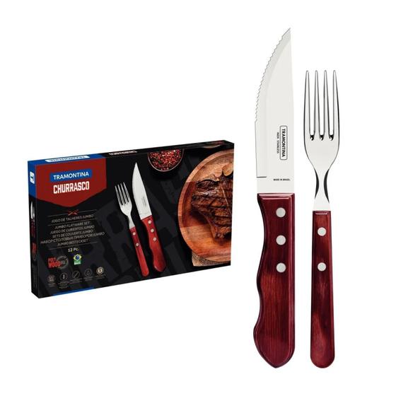 Imagem de Jogo De Talheres Tramontina Churrasco Polywood 12Pc Vermelho