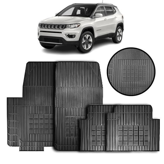 Imagem de Jogo De Tapete Borracha Preto Jeep Compass 2016 A 2020 4 Pçs