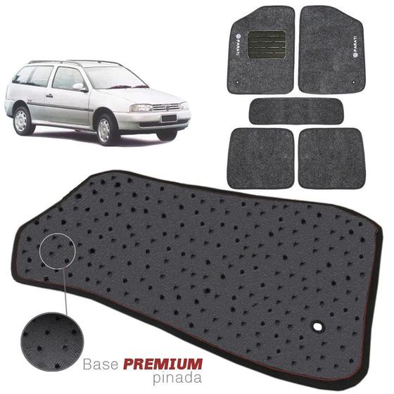 Imagem de Jogo de Tapete Carpete Tevic Pinado Volkswagen Parati 1998 99 00 01 02 03 04 05 06 07 08 09 10 11 Impermeável Lavável Logo Bordado 5 Peças