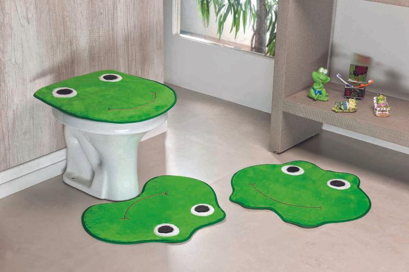 Jogo de Tapete de Banheiro Infantil 3 Peças Formato Sapo - Verde Pistache Menor preço em Jogo de Tapete de Banheiro Infantil 3 Peças Formato Sapo - Verde Pistache
