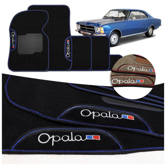 Imagem de Jogo de Tapete em Carpete Premium Opala 1975 a 1992 Bege Grafite Com Logo Personalizado 5 Peças