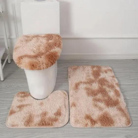 Imagem de Jogo de tapete peludo 3 peças para banheiro
